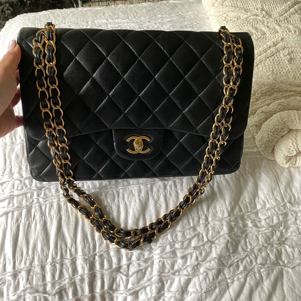 Black large flap Chanel bag